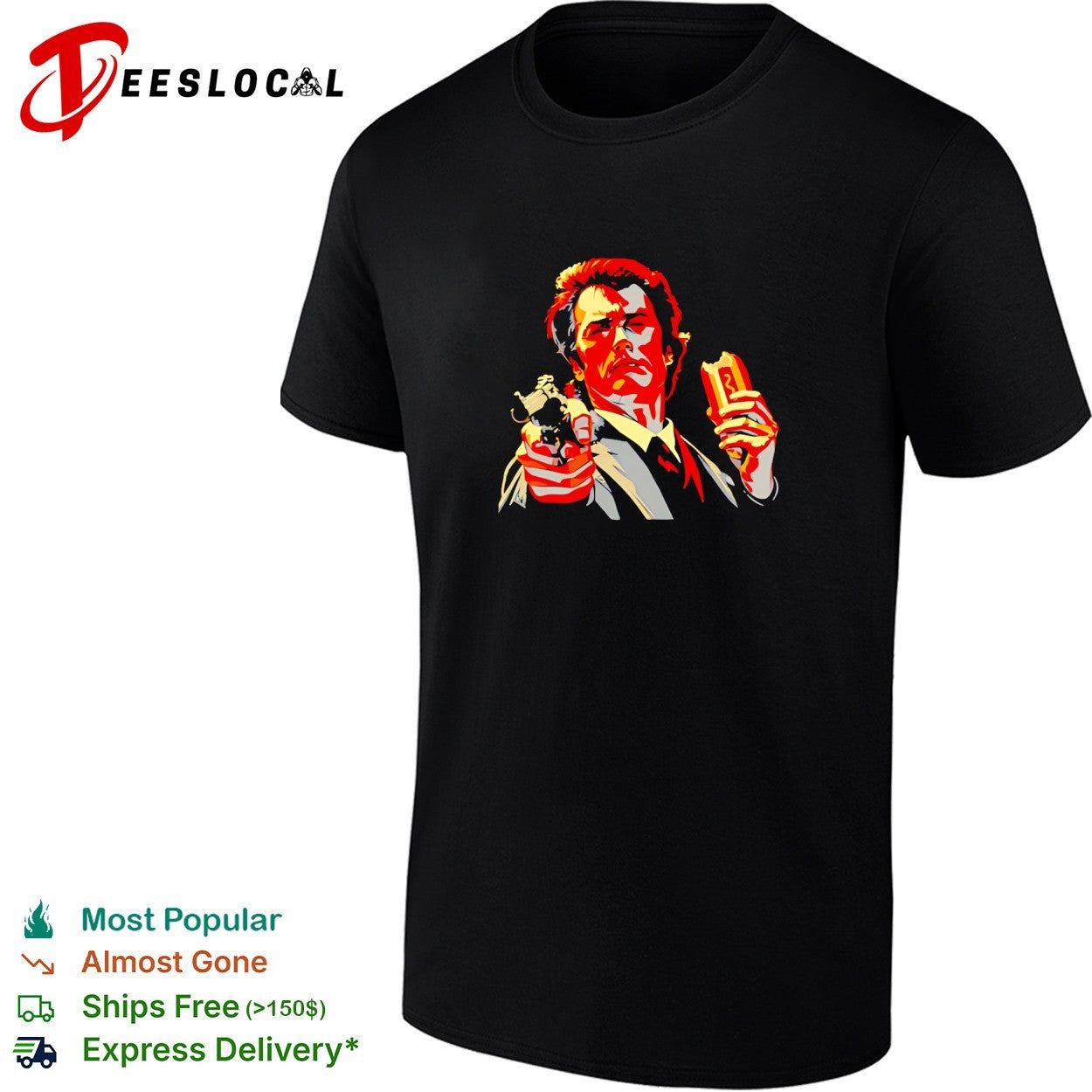 Clint Eastwood hot dog and pistol vintage shirt
