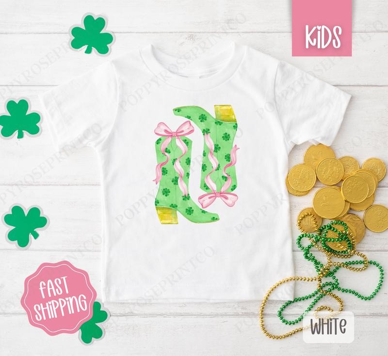 Clover Boots Kids Shirt - St Patrick's Day Children's Tshirt - Cute Youth Tee Gildan Hoodie, Sweatshirt | PrintMintTees.com