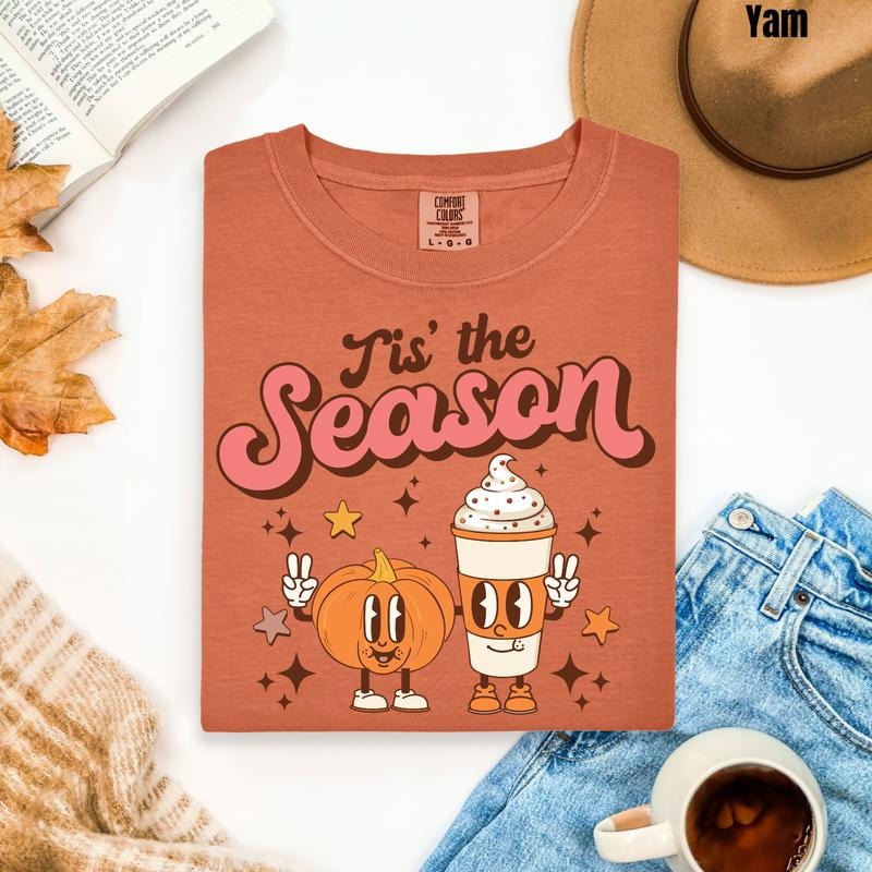 Coffee & Pumpkin Tis The Season Comfort Colors T-Shirt 'NLB' Hoodie, Sweatshirt | PrintMintTees.com