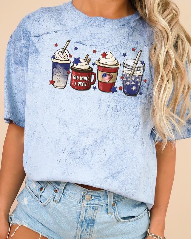 Coffee Lovers, America, Patriotic, 4th of July Color Blast, Comfort Colors Tshirt, Women's Comfort Color Tee, Tshirt...