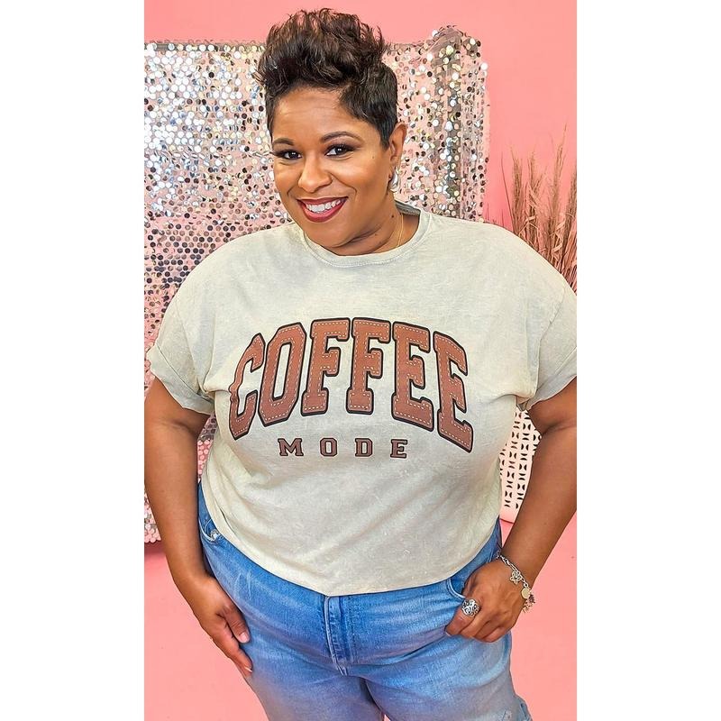 Coffee Mode Mineral Washed Taupe Graphic Shirt Hoodie Sweatshirt | PrintMintTees.com