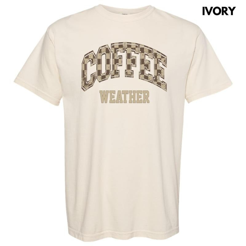Coffee Weather Checkered Comfort Colors T-Shirt 'NLB' Hoodie Sweatshirt | PrintMintTees.com