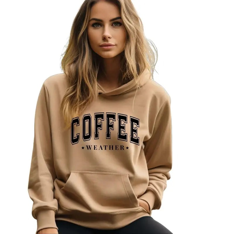 Coffee Weather Print Crewneck Sweatshirt Comfortable Independent trading T-Shirts, Hoodie | PrintMintTees.com