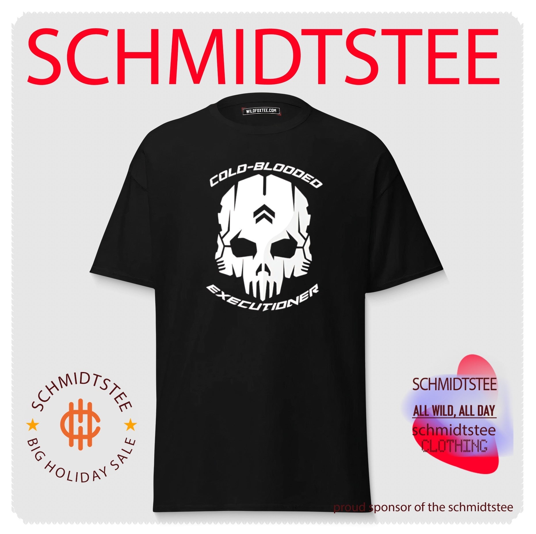 Cold blooded executioner robotic skull graphic shirt