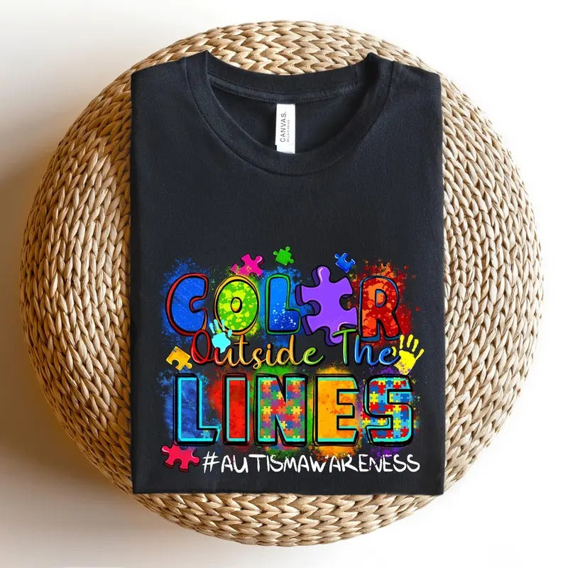 Color outside the lines Autism Awareness ,Autism Awareness , Equality Shirt Hoodie Sweatshirt | PrintMintTees.com