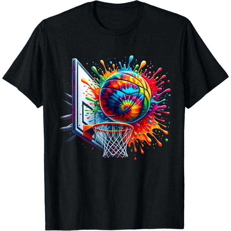 Colorful Basketball Tie Dye Color Splash Basketball Hoop Net T-Shirt made in usa Hoodie Sweatshirt | PrintMintTees.com