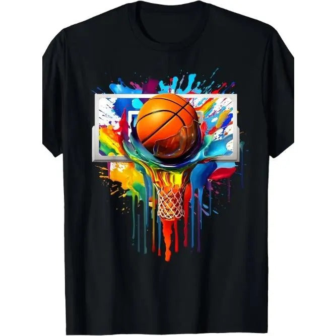 Colorful Basketball Tie Dye Color Splash Hoop Net Slam Dunk Men T-Shirt -Made in USA Hoodie Sweatshirt | PrintMintTees.com