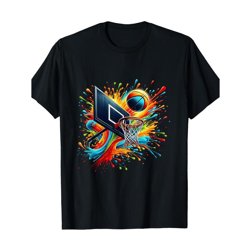 Colorful Basketball Tie-dye Color Splash Basketball Nets T-shirt -100% Cotton Made in USA Hoodie Sweatshirt