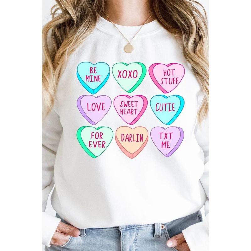 Colorful Candy Hearts Unisex NuBlend Crew Sweatshirt Shirt Hoodie | PrintMintTees.com