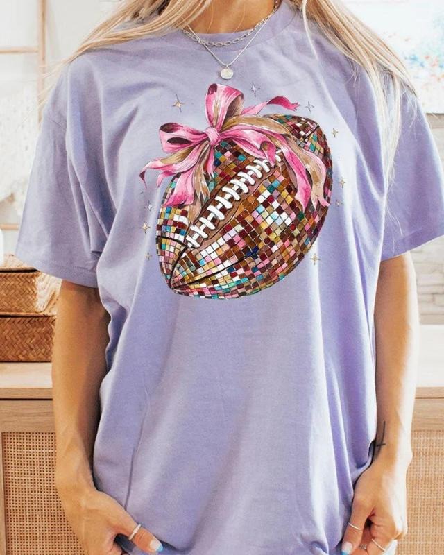 Colorful Disco Football Short Sleeve Relaxed Fit T-Shirt GAMEDAY FOOTBALL Hoodie Sweatshirt | PrintMintTees.com