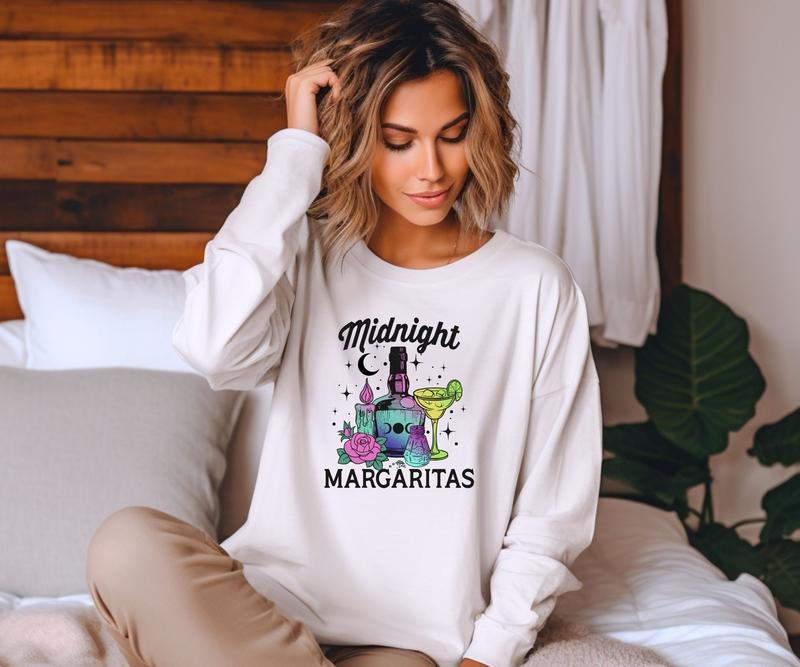 Colorful Midnight Margaritas Crewneck Sweatshirt Shirt Hoodie | PrintMintTees.com