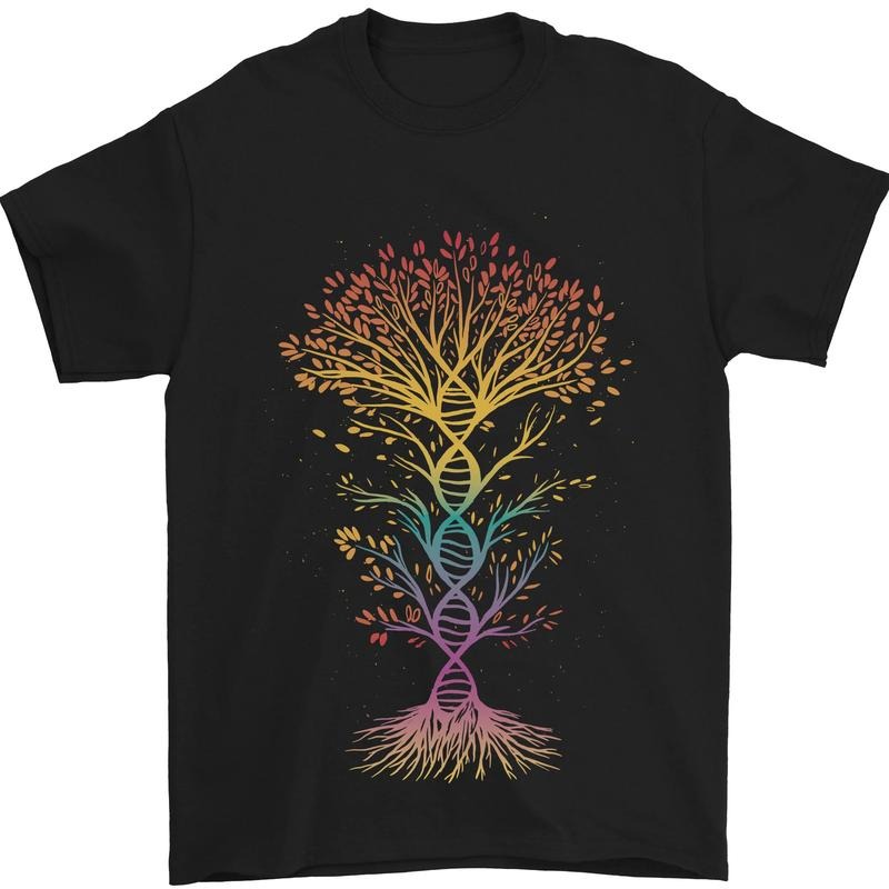 Colourful DNA Tree Biology Science Mens T-Shirt Cotton Made in USA Hoodie Sweatshirt | PrintMintTees.com