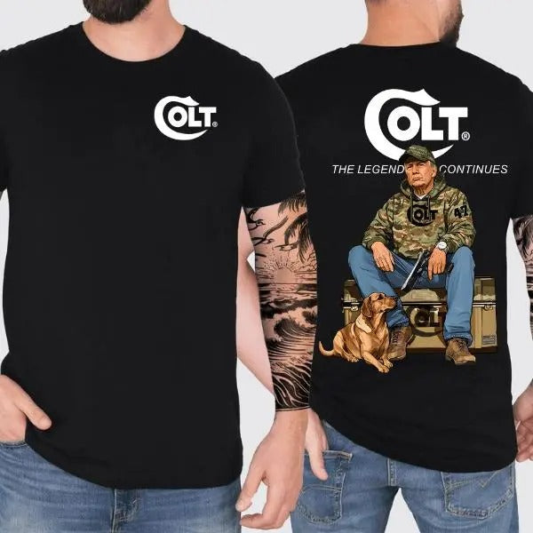 Colt Revolver Trump Hunting 2 Sided Gun Lover Tactical Gear Short Sleeve Casual Cotton Casual Top Menswear T-Shirts, Hoodie, Sweatshirt