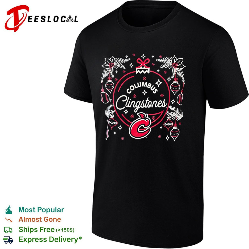 Columbus Clingstones baseball Christmas ornament wreath logo shirt