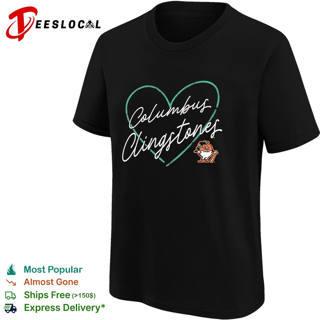 Columbus Clingstones baseball heart logo shirt