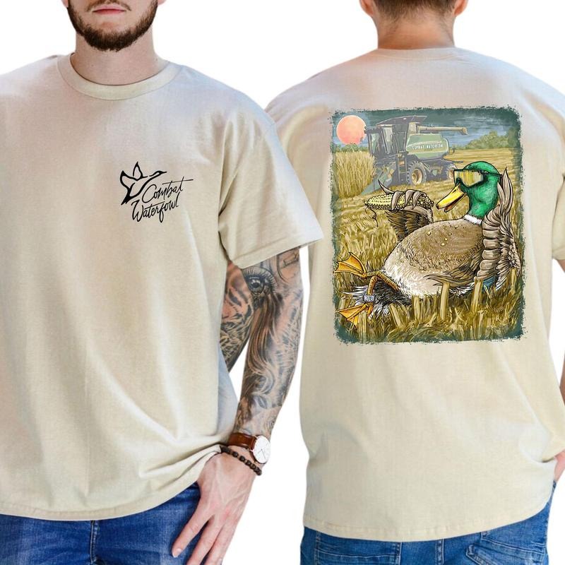 Combat Waterfowl Shirt Relaxed Duck With Corn Field T-shirt Soft Fabric Short Sleeve Shirt Hoodie Sweatshirt