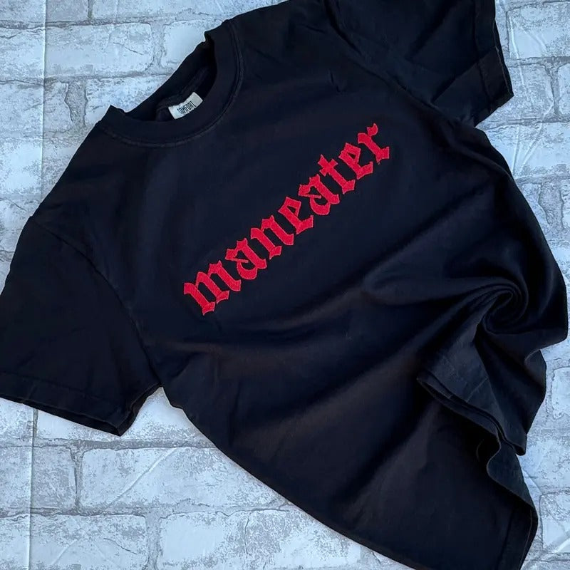 Comfort Colors - RED Maneater Embroidered T-shirt Hoodie Sweatshirt | PrintMintTees.com