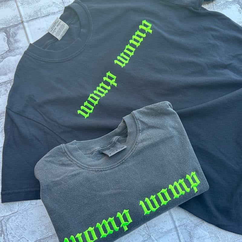 Comfort Colors -GREEN Womp Womp Embroidered T-shirt Casual Casual Wear Short Sleeves Cotton Top Unisex Womenswear Hoodie...