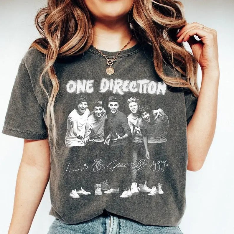 Comfort Colors 90s One Direction Pop Music Shirt, Member's Signature One Direction Shirt, 1D Thanks For Memories Shirt...