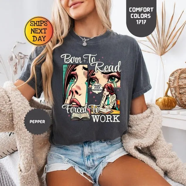 Comfort Colors Born Read Shirt Retro Bookish Shirt Funny Reader Book Addict Vintage Book Lover Shirt Librarian Reader T-Shirts, Hoodie, Sweatshirt