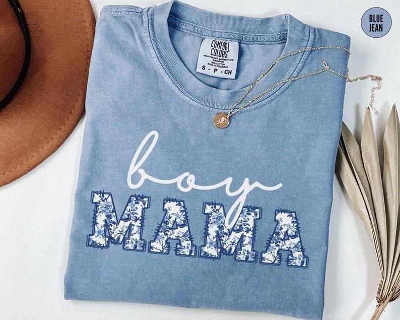 Comfort Colors Boy Mama T-Shirt, Toile Boy Mama Shirt, New Mom Pregnancy Announcement,Gender Reveal Tee, Baby...