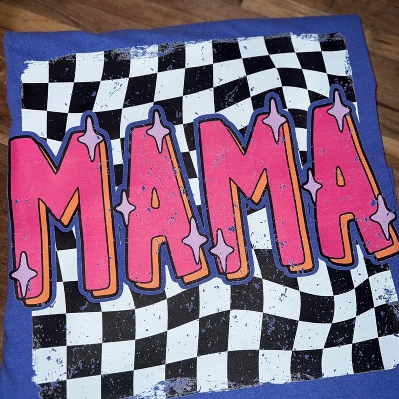Comfort Colors Checkered Mama Comfort Color Mother's Day T-Shirt Womenswear Fashion Tops Streetwear Summer Hoodie Sweatshirt