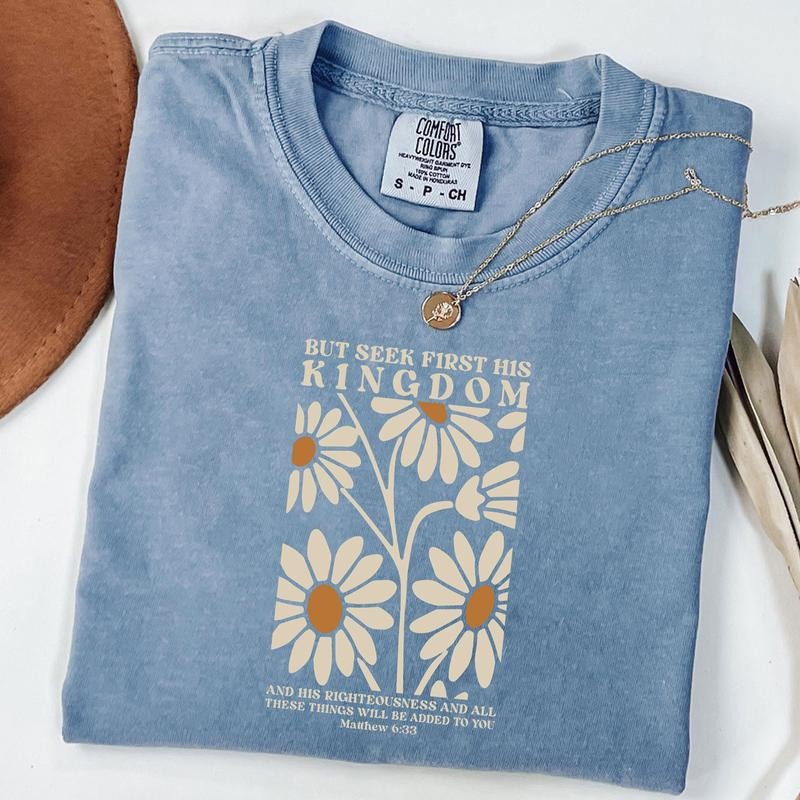 Comfort Colors Christian Shirt, Floral T-Shirt, Inspirational Shirt, Religious Shirt, Bible Verse T-Shirt, Unisex T-Shirt...
