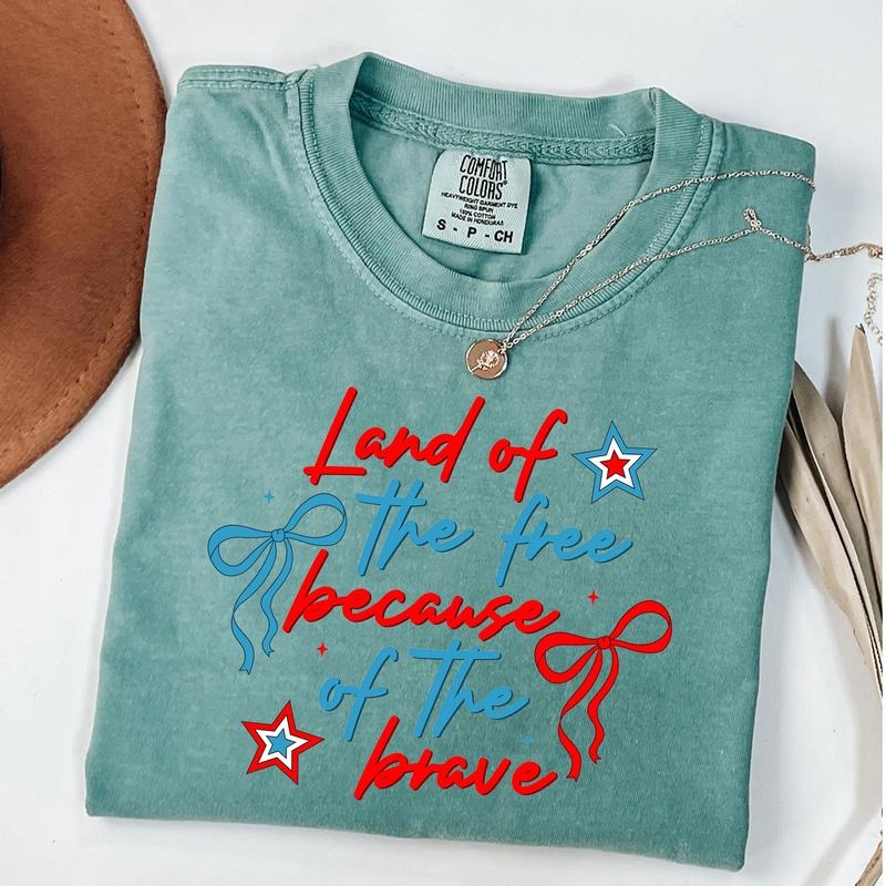 Comfort Colors Coquette America Land Of The Free Because Of The Brave Shirt, 4th of July Shirt, Patriotic, USA America...