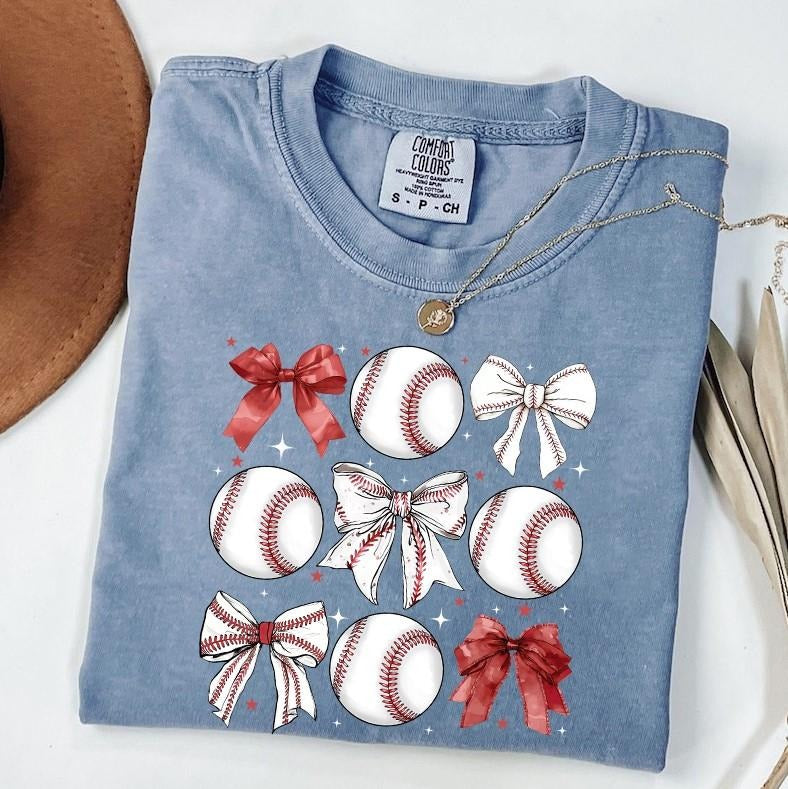 Comfort Colors Coquette Baseball Shirt, Baseball Mom Shirt, Basebal Lover Shirt, Baseball Bow Tee, Mother Day Shirt...