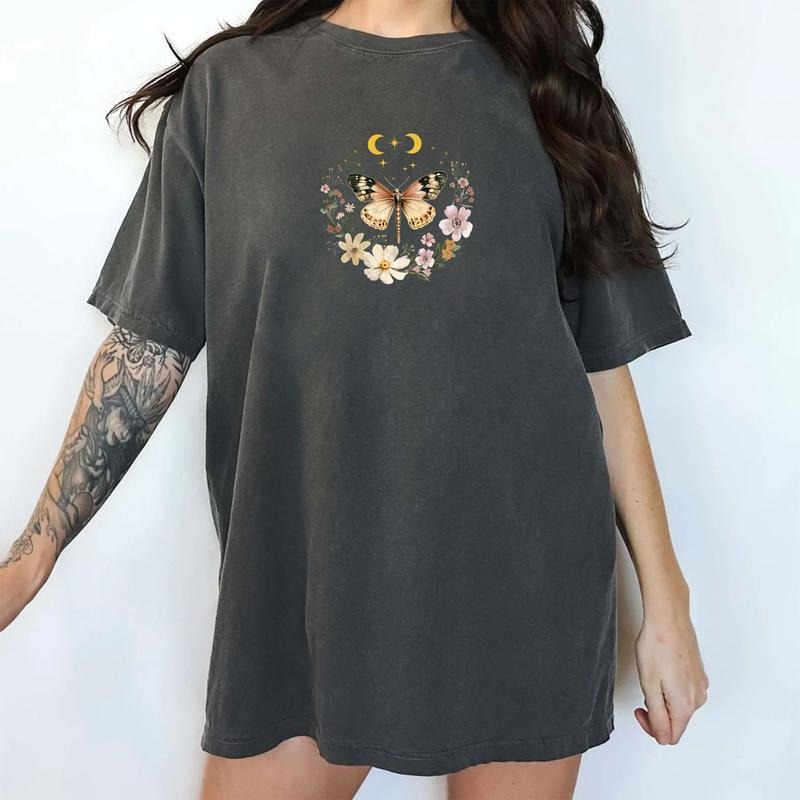Comfort Colors Cottagecore Butterfly Shirt for Women, Aesthetic Butterfly Tshirt, Vintage Boho Tee, Wildlife Granola Girl...