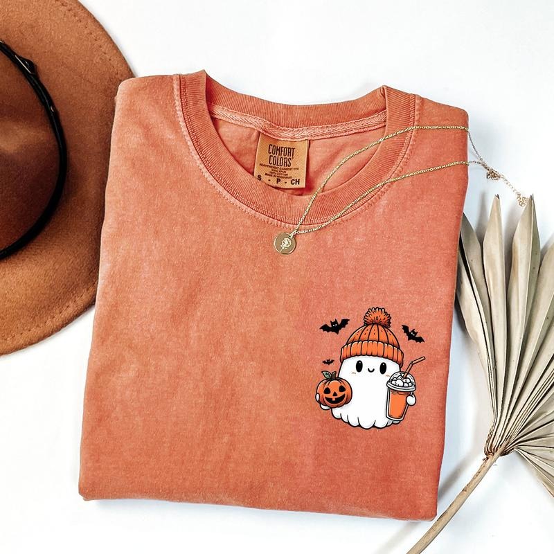 Comfort Colors Cute Ghost Halloween Shirt Pumpkin Spice Coffee Spooky Season Shirts T-Shirts, Hoodie, Sweatshirt