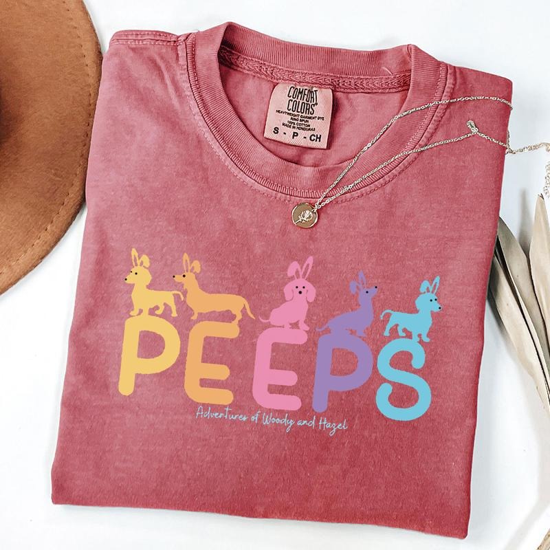 Comfort Colors Dachshund Peeps Shirt, Dog Bunny Shirt, Easter Dachshund Shirt, Easter Dog T-Shirt Hoodie Sweatshirt