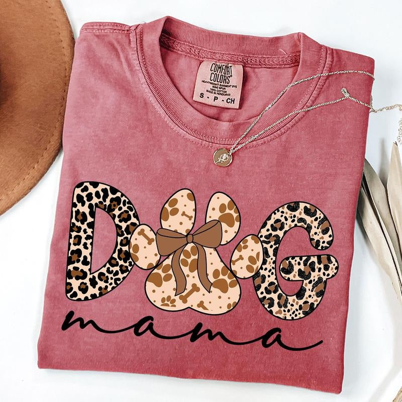 Comfort Colors Dog Mama Leopard Shirt, Dog Lover Shirt, Dog Mom Shirt, Mom Life Shirt, Unisex T-Shirt Hoodie Sweatshirt