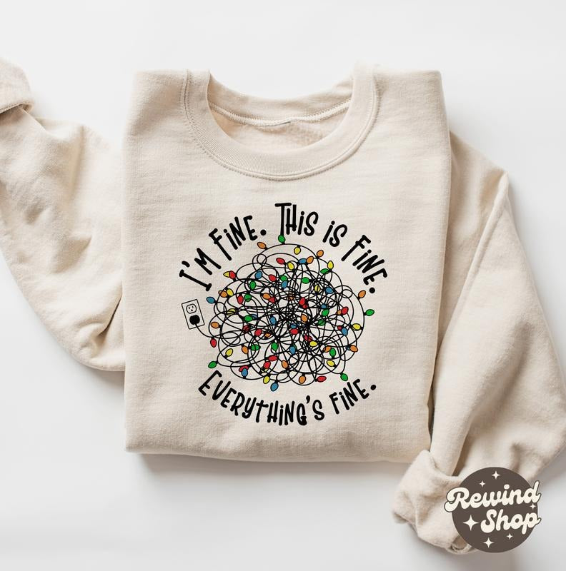 Comfort Colors Everything Is Fine Christmas Premium Heavyweight Sweatshirt - Holiday Sweatshirt - Christmas Gift