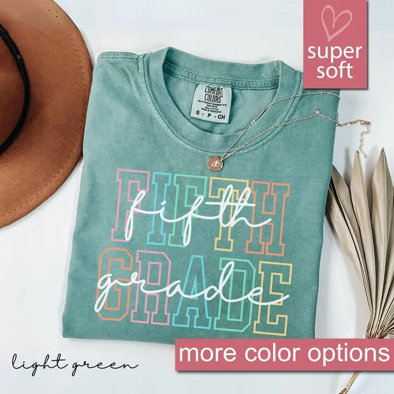 Comfort Colors Fifth Grade Teacher Shirt, 5th Grade Teacher Shirt, Fifth Grade T-Shirt, Elementary School, Teaching Tee...