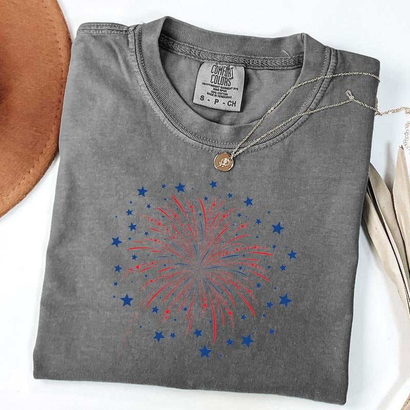 Comfort Colors Firework USA Shirt, 4th Of July Shirt, Independence Day Shirt, Gift For American, Red White Blue Shirt,...