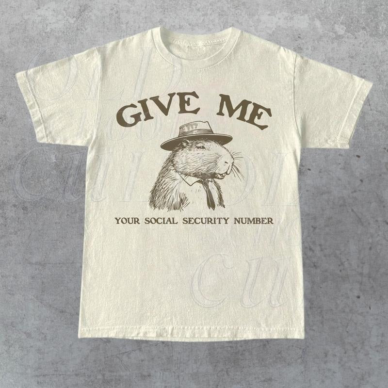 Comfort Colors Funny Capybara Retro Graphic Shirt, Vintage 90s Capybara Shirt, Nostalgia Gag Tee, Unisex Adult Cowboy...