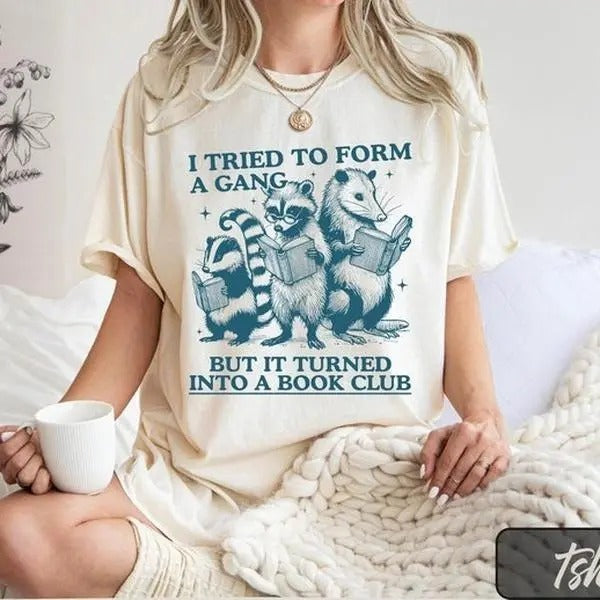 Comfort Colors Funny Reading Shirt I Tried Form Gang But Turned Book Club Retro Librarian Shirt Book Club Shirt Bookworm T-Shirts, Hoodie, Sweatshirt