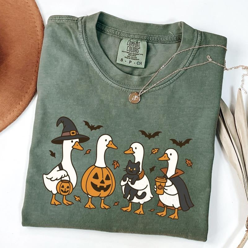Comfort Colors Goose Halloween Shirt, Goose Shirt, Halloween Ghost Shirt, Silly Goose Tee, Pumpkin Costume Tee, Best...
