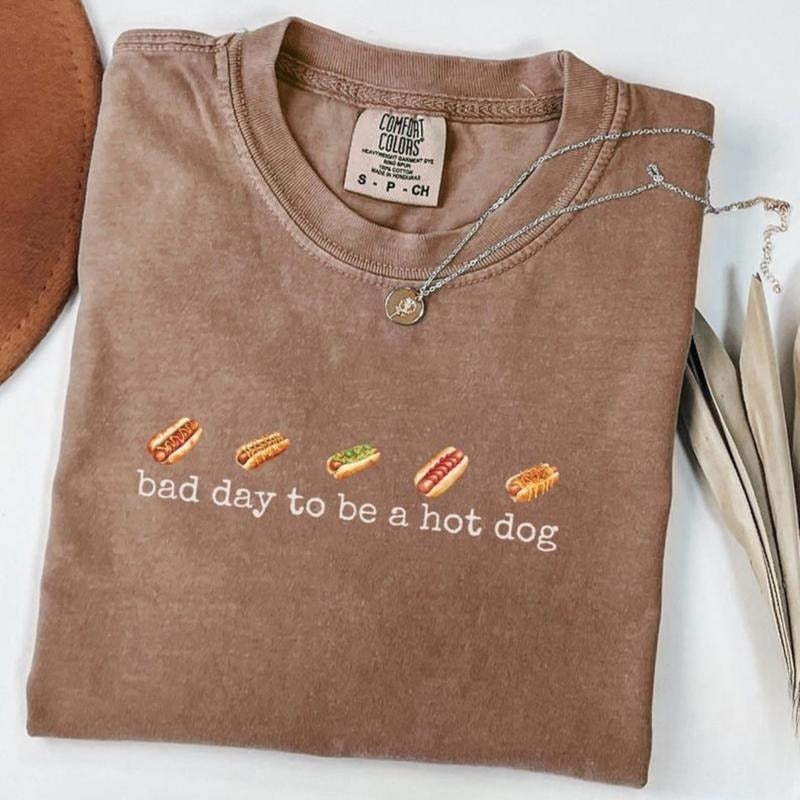 Comfort Colors Hot Dog TShirt, Bad Day to Be a Hotdog, Funny Retro Hotdog, Women's 4th of July TShirt, Memorial Day...