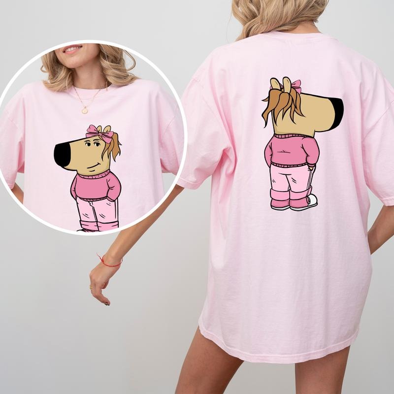 Comfort Colors Just Chill Girl Shirt 2 Sided Low Key Chill Girl Funny Dog Meme Tops Soft Cotton Fabric Womenswear Shirt Hoodie Sweatshirt