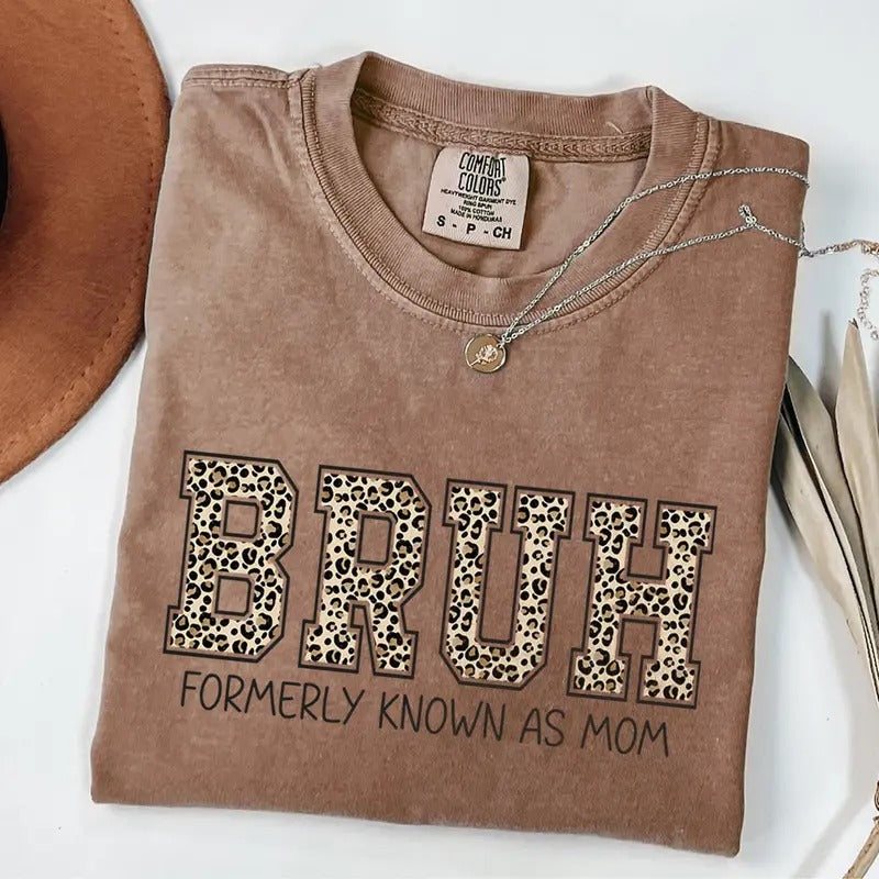Comfort Colors Leopard Bruh Funny Mom Shirt Mom Retro Mama Shirt T-Shirts, Hoodie, Sweatshirt