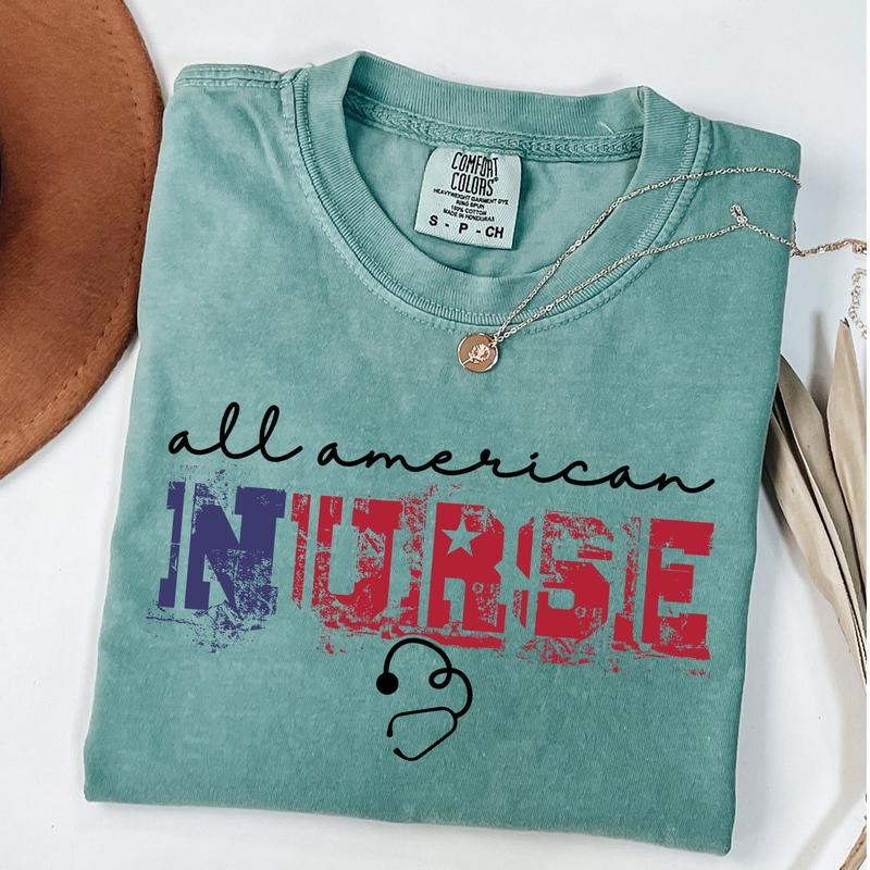 Comfort Colors Patriotic Nurse Shirt, 4th Of July Shirt, Nurse Gift, American T-Shirt, Nurse Life Tee, Memorial Day Gift...