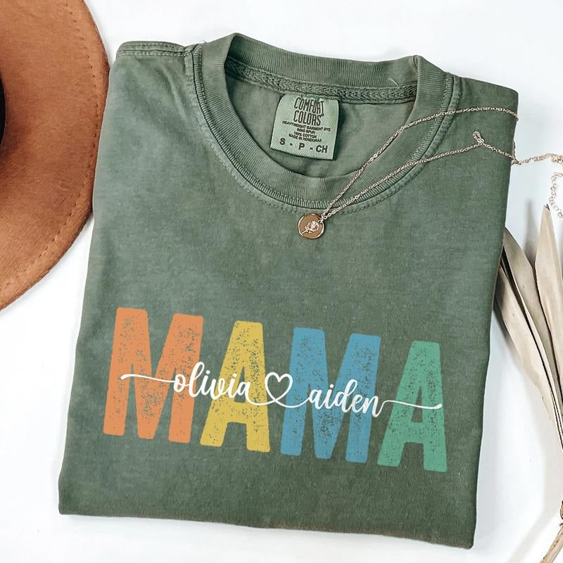 Comfort Colors Personalized Mama Custom Name Mom Customizable Family Shirt T-Shirts, Hoodie, Sweatshirt