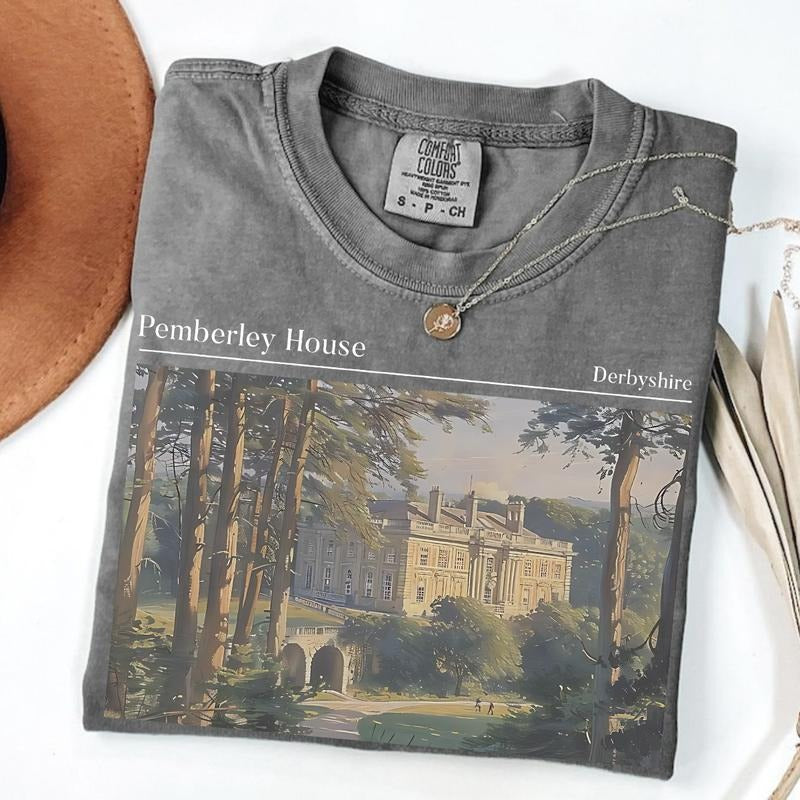 Comfort Colors Pride and prejudice Pemberley House Shirt, Jane Austen Gift, Mr. Darcy Shirt, Elizabeth Bennet Shirt, Classic Booklover Gift