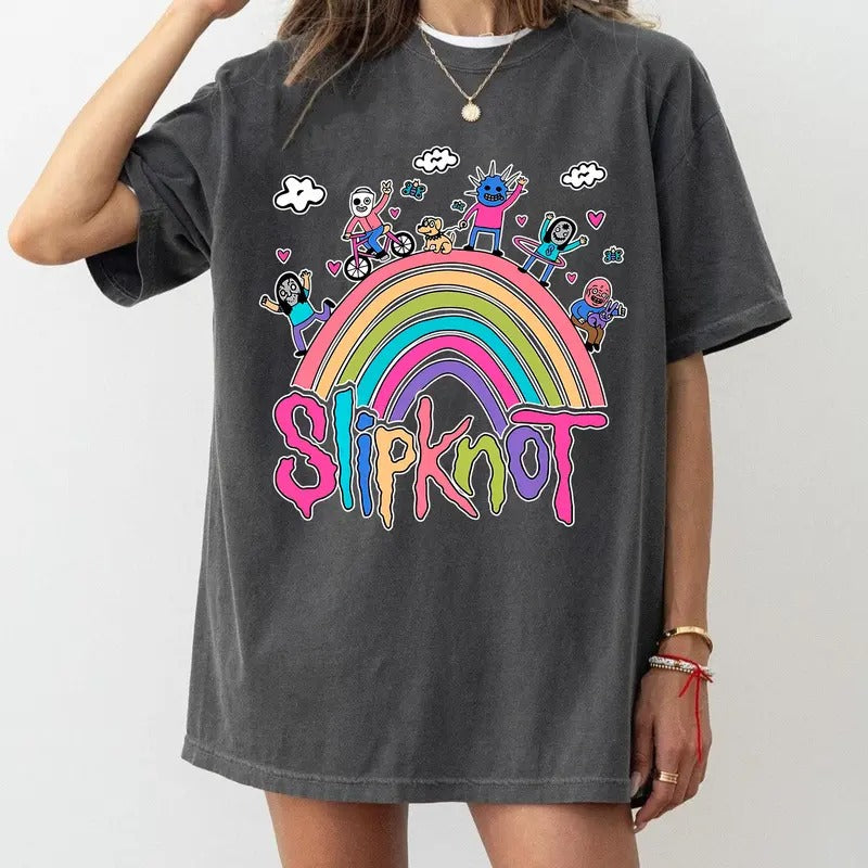 Comfort Colors Rainbow the Slipknot Band Shirt, Slipknot 90s Records Rock Shirt Hoodie Sweatshirt | PrintMintTees.com