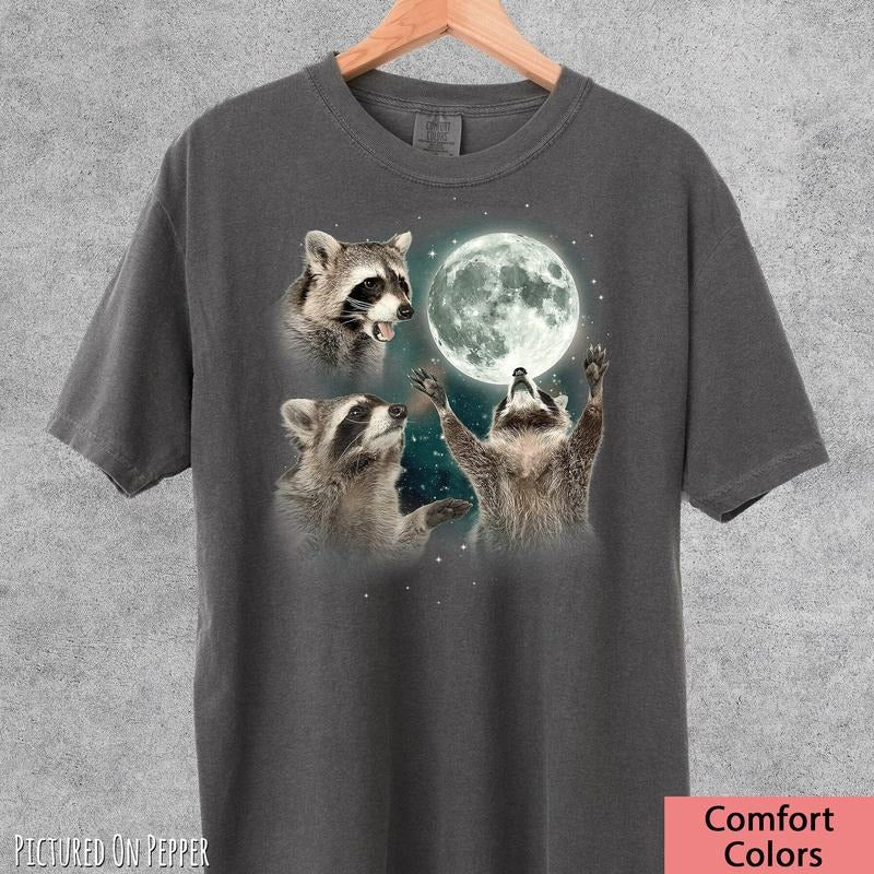 Comfort Colors Retro Raccoon Moon Three Raccoons Vintage Shirt Raccoon Lovers Funny Raccoon Washed Raccoon T-Shirts, Hoodie, Sweatshirt