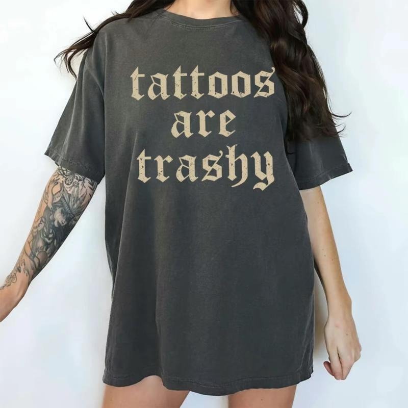 Comfort Colors Retro Tattoos Are Trashy Shirt, Funny Sayings Tattoos Are Stupid Tee For Women, Gothic Tattoos Graphic...