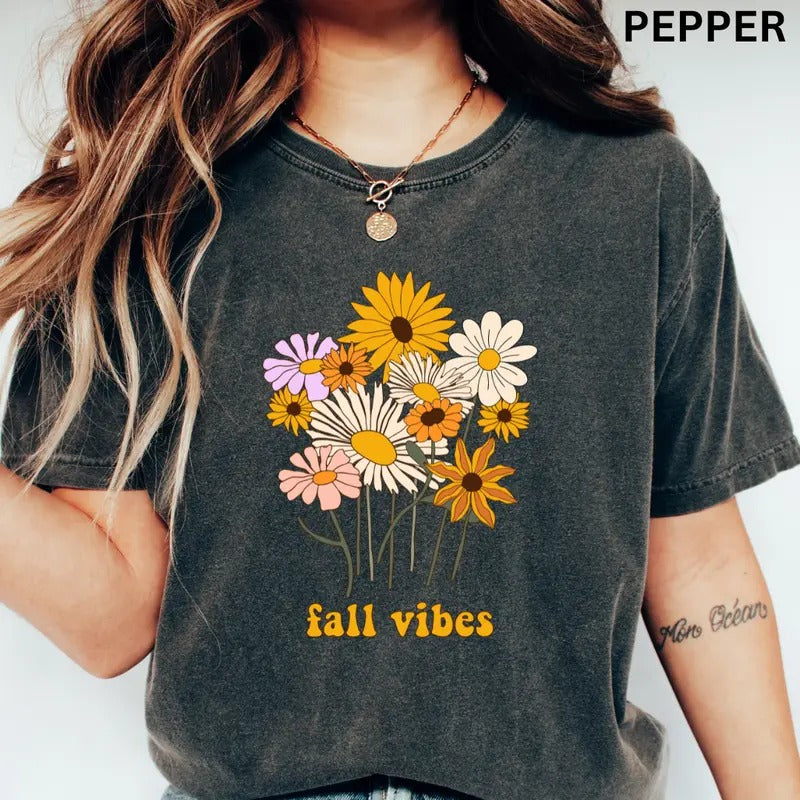 Comfort Colors Shirt, Fall Vibes #3 Shirt, Comfort Colors Fall Shirt, Halloween Graphic Shirt,Casual Shirt Unisex,...