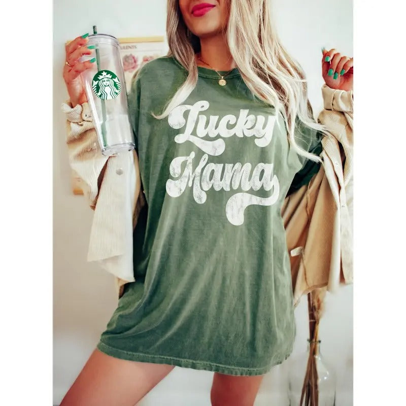Comfort Colors St Patricks Shirt Retro Mom Shirt Lucky Mama St Pattys Mom Shirt Retro St Pattys Gift For Mom TK62GN...
